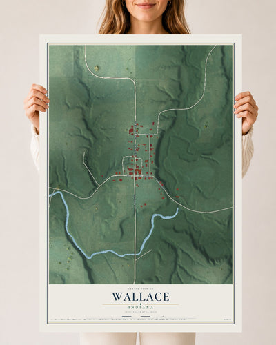 Map of Wallace, Indiana, 24 x 36 inch unframed archival matte print