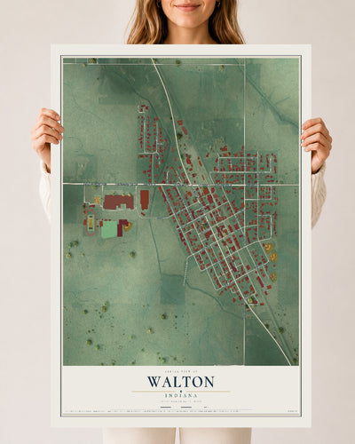 Map of Walton, Indiana, 24 x 36 inch unframed archival matte print