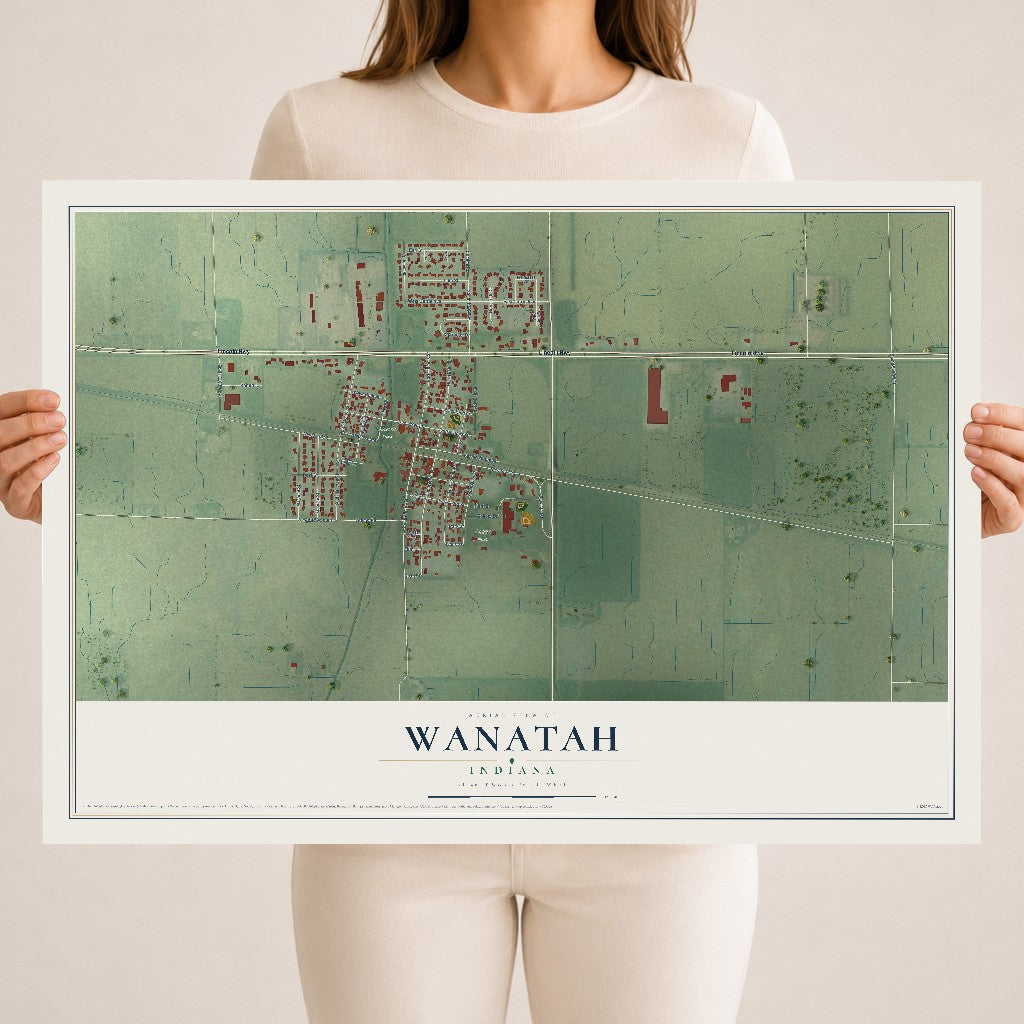 Map of Wanatah, Indiana, 18 x 24 inch unframed archival matte print
