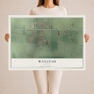 Map of Wanatah, Indiana, 24 x 36 inch unframed archival matte print