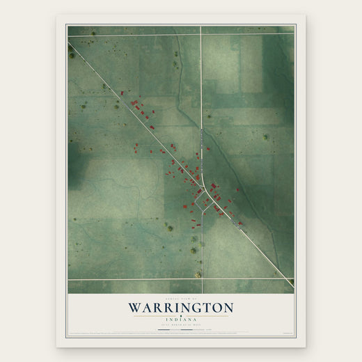 Warrington, Indiana map print, the full design