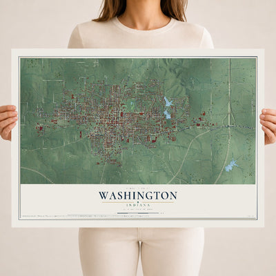 Map of Washington, Indiana, 18 x 24 inch unframed archival matte print