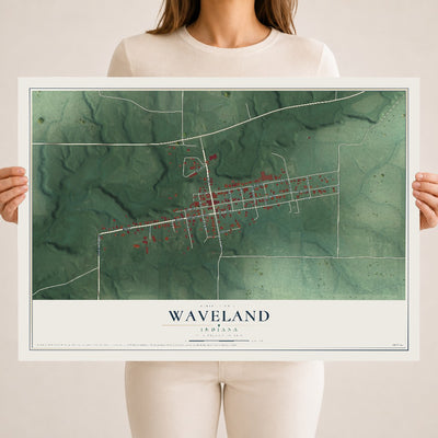 Map of Waveland, Indiana, 18 x 24 inch unframed archival matte print