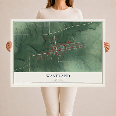Map of Waveland, Indiana, 24 x 36 inch unframed archival matte print