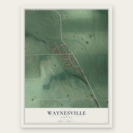 Waynesville, Indiana map print, the full design
