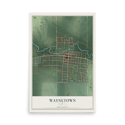 Map of Waynetown, Indiana, 12 x 18 inch unframed archival matte print