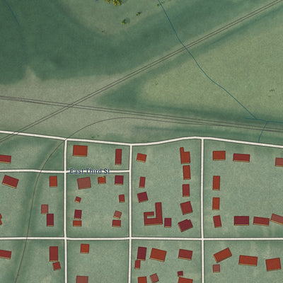 Close-up of the map of Wellsboro, Indiana print showing street and building detail