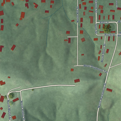 Second close-up of the map of West Baden Springs, Indiana print showing more streets and buildings