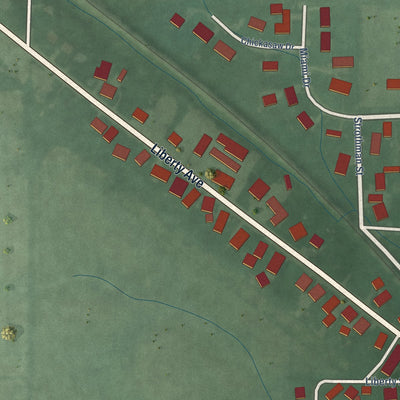 Second close-up of the map of West College Corner, Indiana print showing more streets and buildings