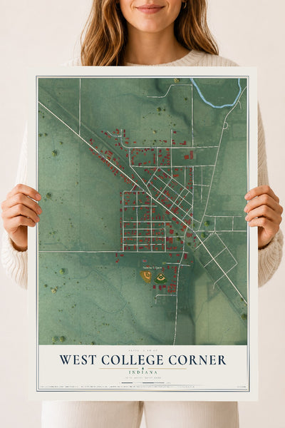 Map of West College Corner, Indiana, 18 x 24 inch unframed archival matte print
