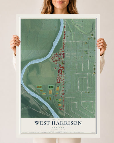 Map of West Harrison, Indiana, 24 x 36 inch unframed archival matte print