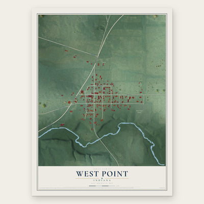 West Point, Indiana map print, the full design