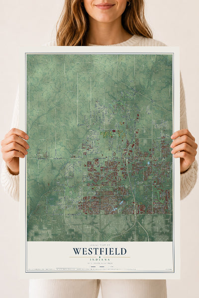 Map of Westfield, Indiana, 18 x 24 inch unframed archival matte print