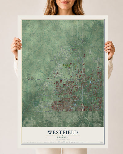 Map of Westfield, Indiana, 24 x 36 inch unframed archival matte print