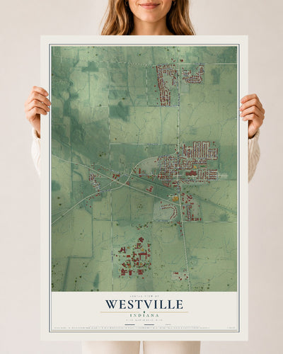 Map of Westville, Indiana, 24 x 36 inch unframed archival matte print