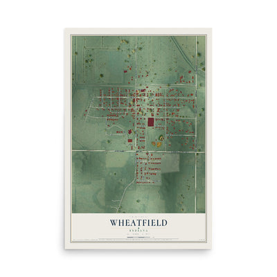 Map of Wheatfield, Indiana, 12 x 18 inch unframed archival matte print
