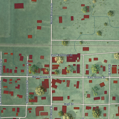 Close-up of the map of Wheatfield, Indiana print showing street and building detail