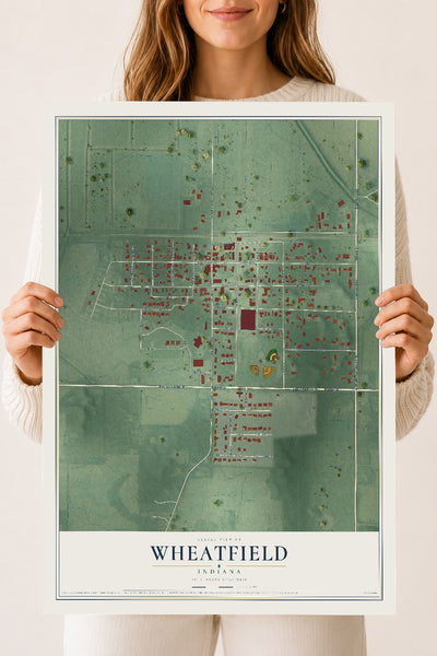 Map of Wheatfield, Indiana, 18 x 24 inch unframed archival matte print