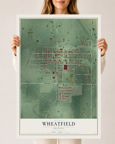 Map of Wheatfield, Indiana, 24 x 36 inch unframed archival matte print