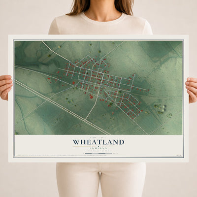 Map of Wheatland, Indiana, 18 x 24 inch unframed archival matte print