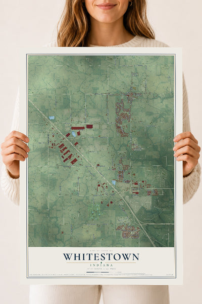 Map of Whitestown, Indiana, 18 x 24 inch unframed archival matte print