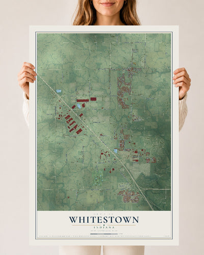 Map of Whitestown, Indiana, 24 x 36 inch unframed archival matte print