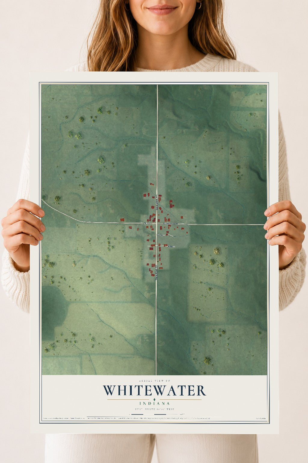 Map of Whitewater, Indiana, 18 x 24 inch unframed archival matte print