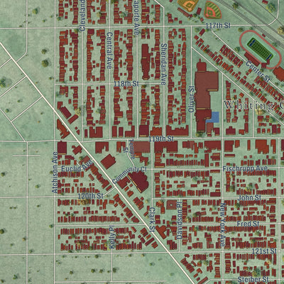 Close-up of the map of Whiting, Indiana print showing street and building detail