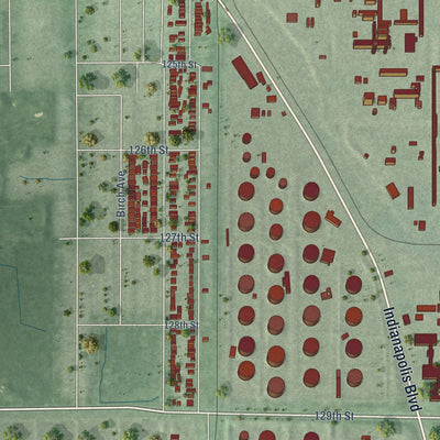 Second close-up of the map of Whiting, Indiana print showing more streets and buildings