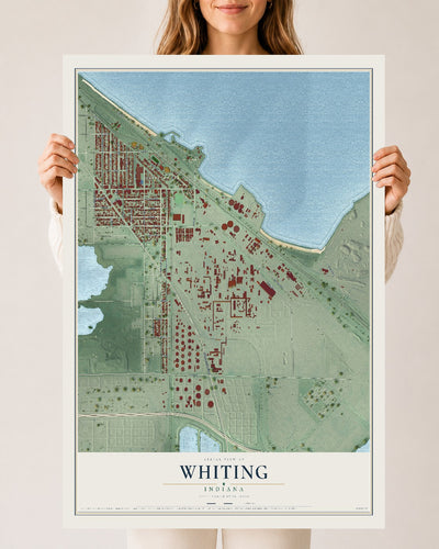 Map of Whiting, Indiana, 24 x 36 inch unframed archival matte print