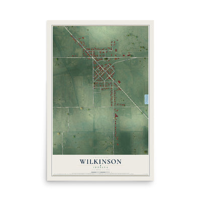 Map of Wilkinson, Indiana, 12 x 18 inch unframed archival matte print