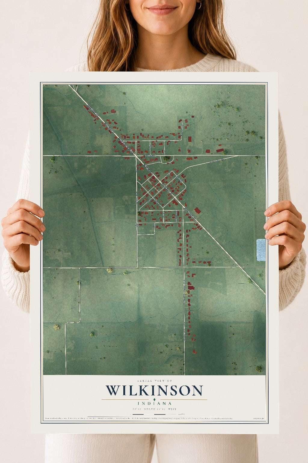 Map of Wilkinson, Indiana, 18 x 24 inch unframed archival matte print
