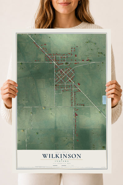 Map of Wilkinson, Indiana, 18 x 24 inch unframed archival matte print