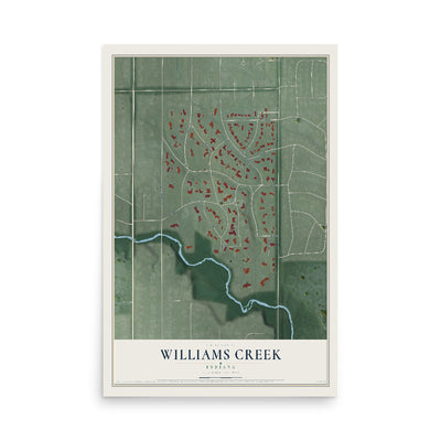 Map of Williams Creek, Indiana, 12 x 18 inch unframed archival matte print