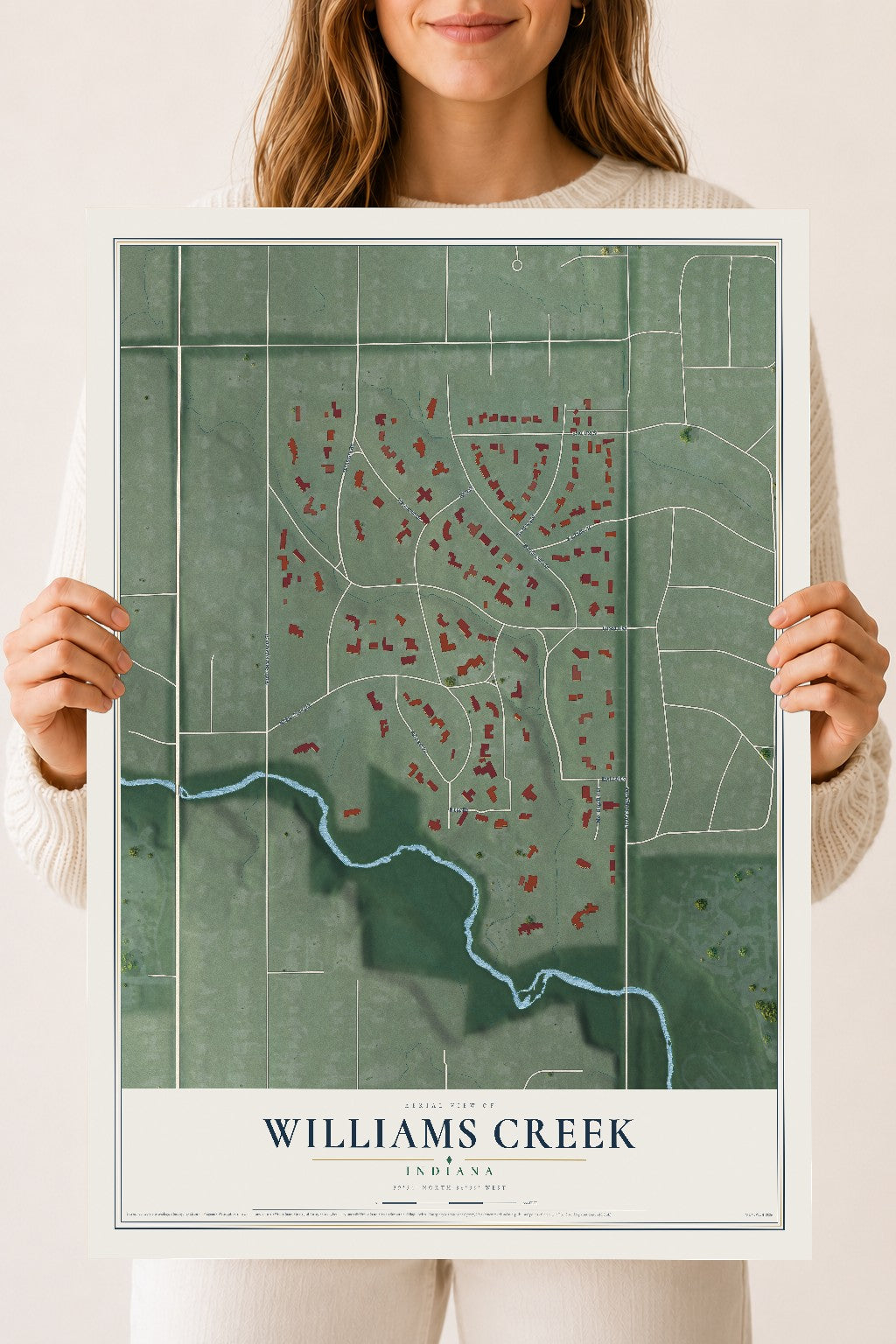 Map of Williams Creek, Indiana, 18 x 24 inch unframed archival matte print