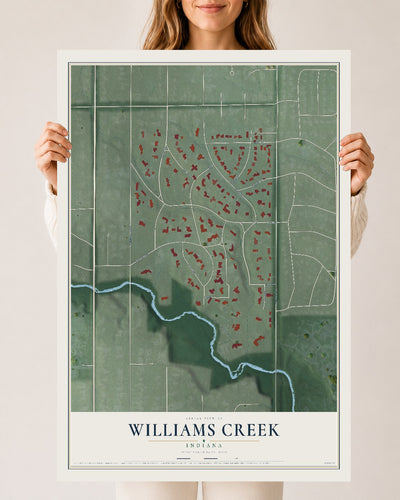 Map of Williams Creek, Indiana, 24 x 36 inch unframed archival matte print