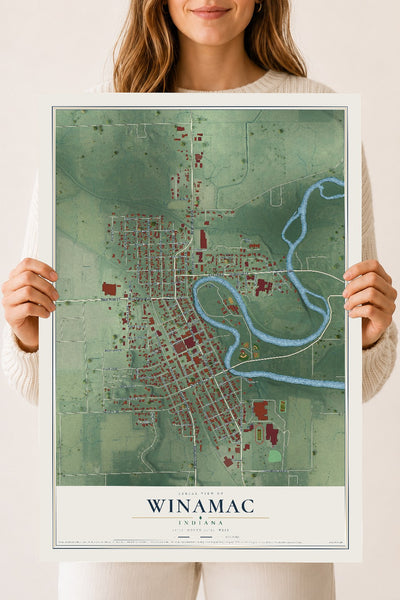 Map of Winamac, Indiana, 18 x 24 inch unframed archival matte print