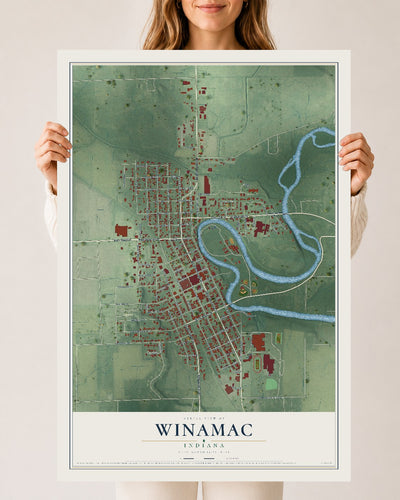 Map of Winamac, Indiana, 24 x 36 inch unframed archival matte print