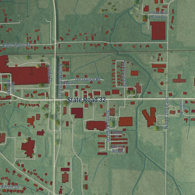 Second close-up of the map of Winchester, Indiana print showing more streets and buildings
