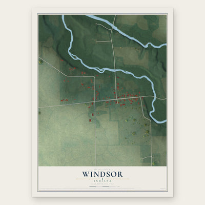 Windsor, Indiana map print, the full design