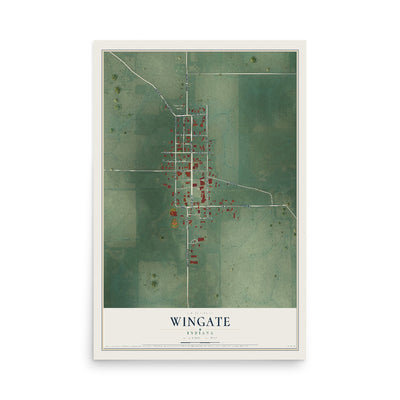 Map of Wingate, Indiana, 12 x 18 inch unframed archival matte print