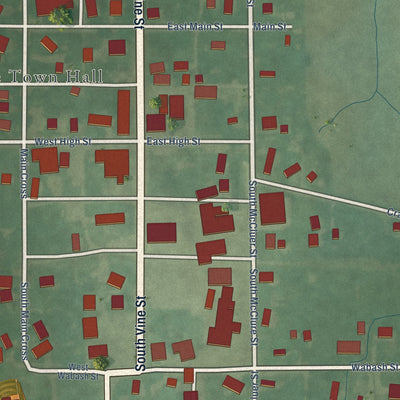 Close-up of the map of Wingate, Indiana print showing street and building detail