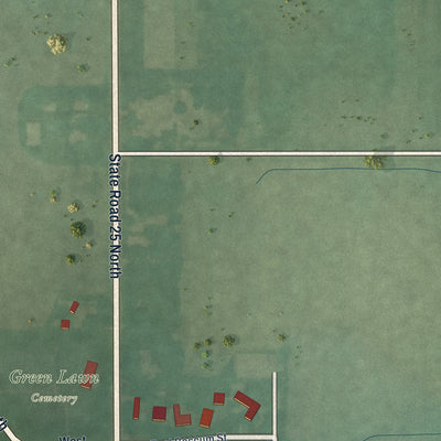 Second close-up of the map of Wingate, Indiana print showing more streets and buildings