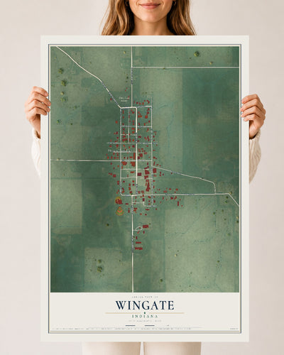Map of Wingate, Indiana, 24 x 36 inch unframed archival matte print