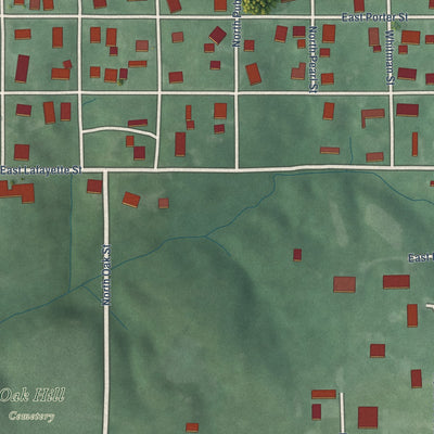 Second close-up of the map of Winslow, Indiana print showing more streets and buildings