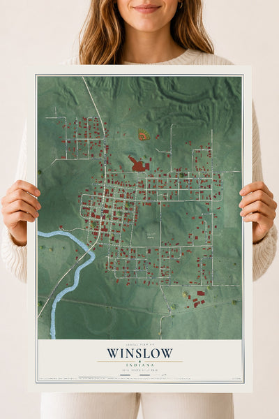 Map of Winslow, Indiana, 18 x 24 inch unframed archival matte print