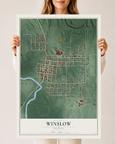 Map of Winslow, Indiana, 24 x 36 inch unframed archival matte print