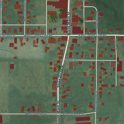 Close-up of the map of Wolcottville, Indiana print showing street and building detail