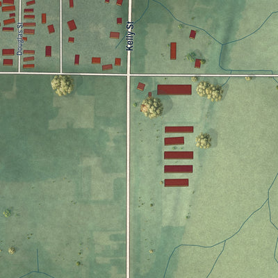 Second close-up of the map of Wolcottville, Indiana print showing more streets and buildings