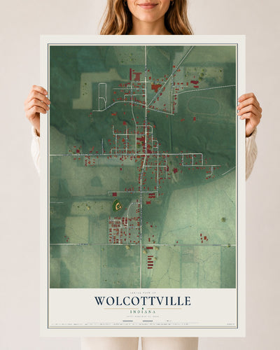 Map of Wolcottville, Indiana, 24 x 36 inch unframed archival matte print